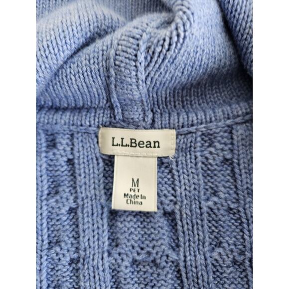 L.L Bean Cable-Knit Zip Up Hooded Sweater Women's M Petite Fisherman Preppy - Picture 6 of 12